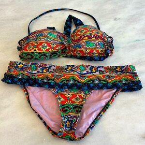Nanette Lapore Women Bikini Size Medium (8-10) Multi Color Bandeau Swim …